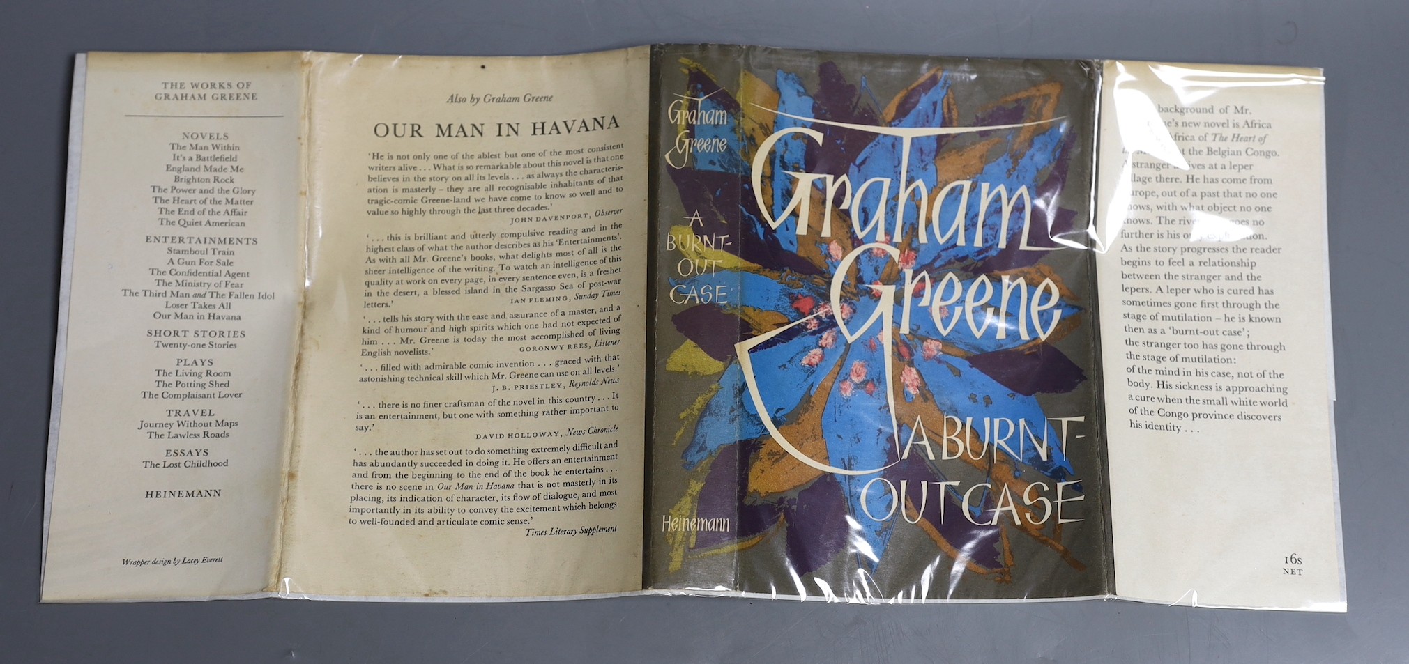 Greene, Graham - A Burnt out Case. 1st English ed. original cloth with I clipped d/j. 8vo. Heinemann, London, 1961.